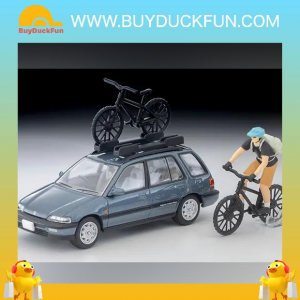 Takara Tomy LV-N297c 1990 Honda Civic Shuttle RT X (Blue) with Bike